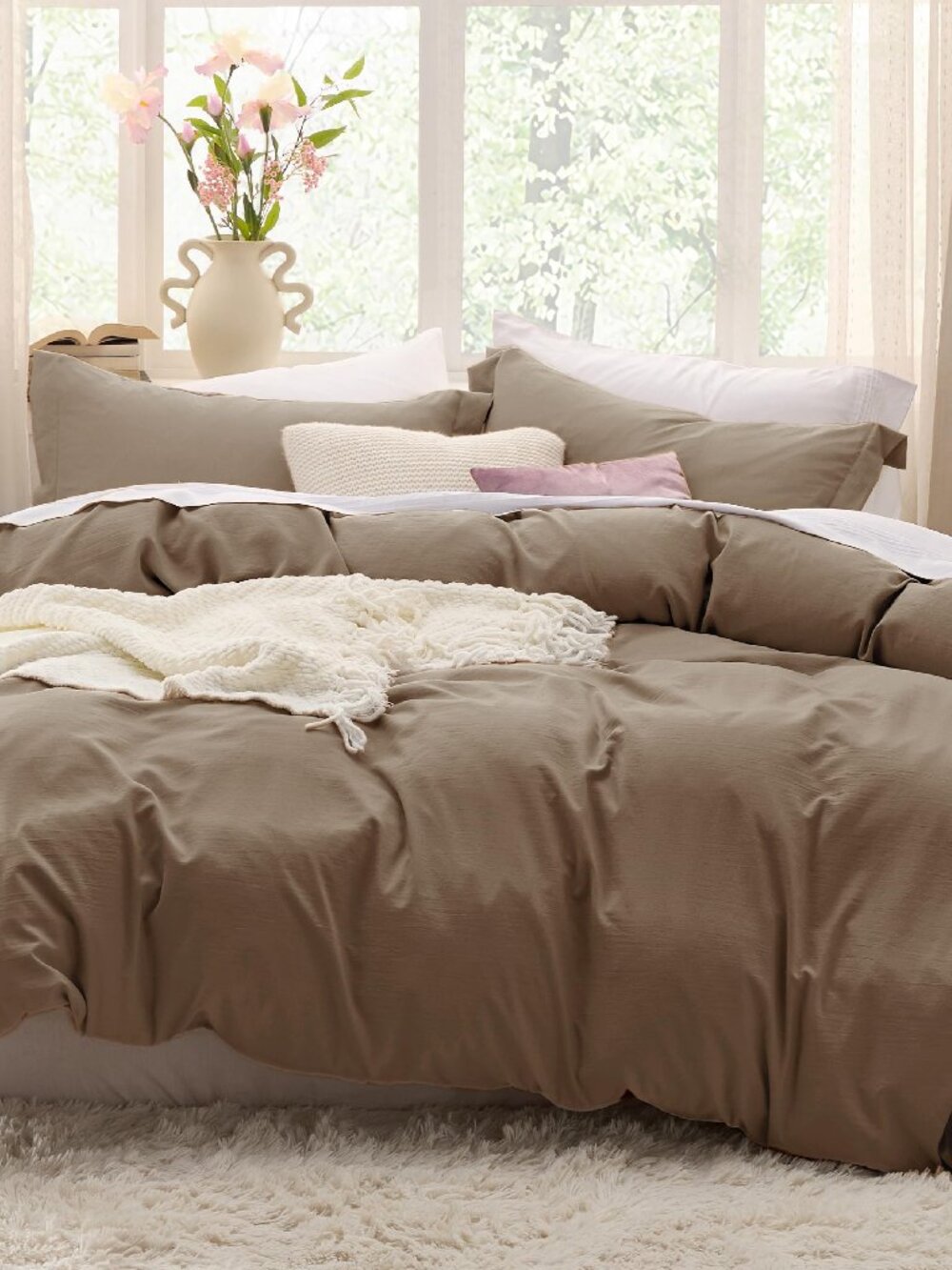 Bedsure Brown Duvet Cover 3 pc Set -  King Size N5429